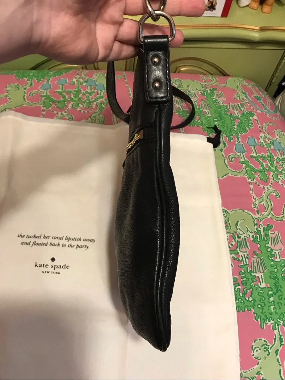 Kate Spade black and silver cobble hill Ellen crossbody purse